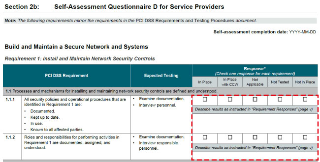 PCI DSS Ver4.0 SAQ(D-SP) 記入例サンプル